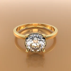 Verlobungsring Solitär 1 ct Brillant, 18k Gold mit Krappenfassung – Perspektivansicht, Handarbeit Italien