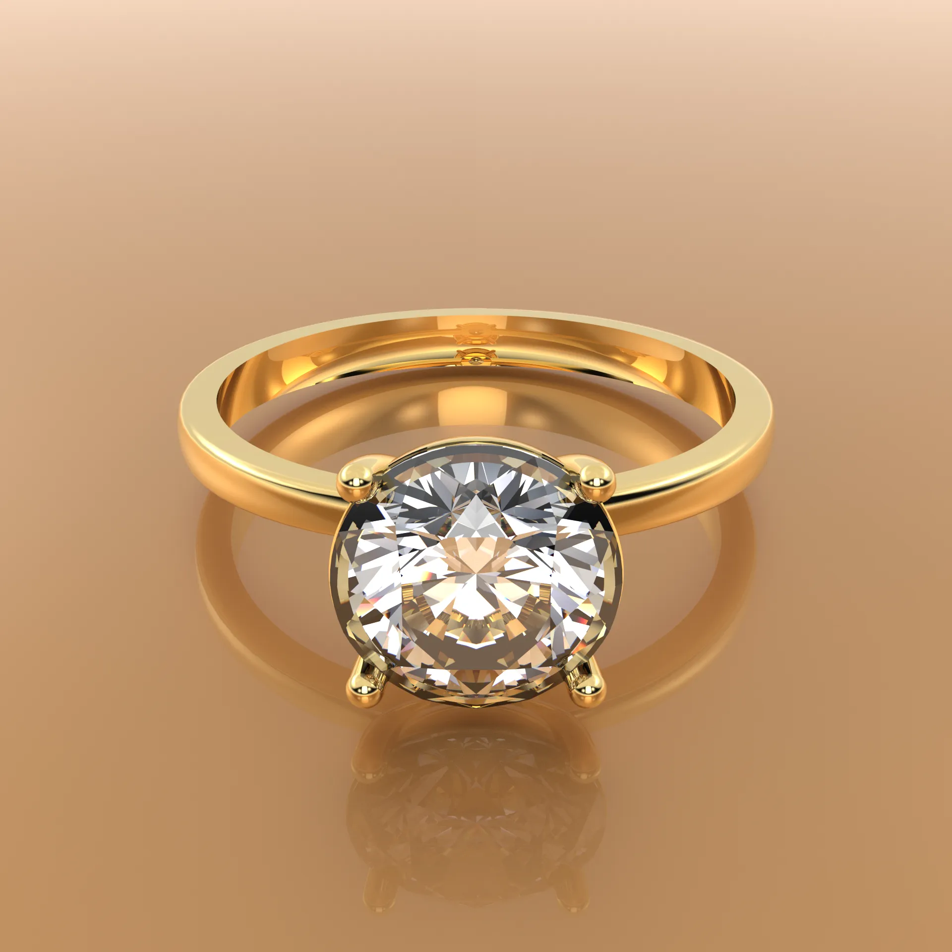 Verlobungsring Solitär 1 ct Brillant in 18k Gelbgold mit Krappenfassung