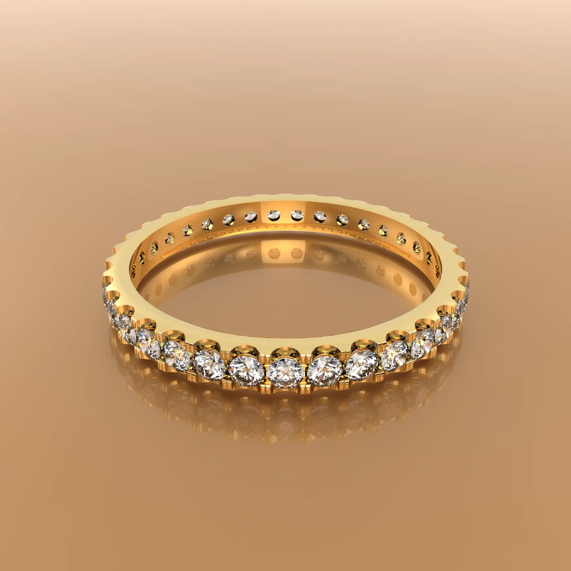 Memoire Ring 0,5 ct mit 35 Diamanten rundum gefasst in 18k Gelbgold