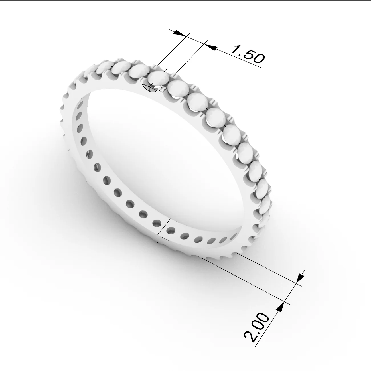 Memoire Ring 0,5 ct mit 35 Diamanten – technische Zeichnung mit Maßen, Italien