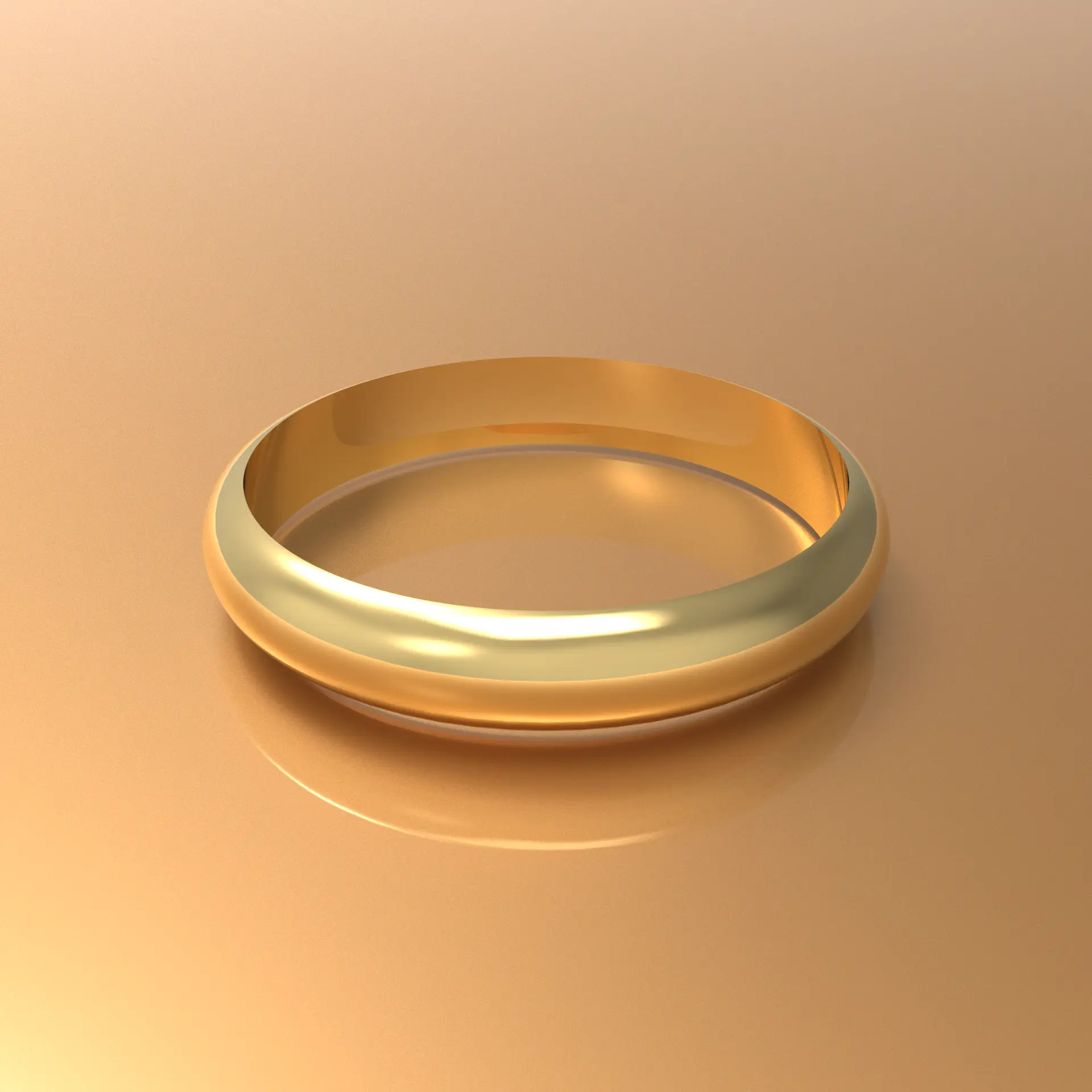 Trauring klassisch 3 mm aus Gold handgefertigt in Italien Perspektive