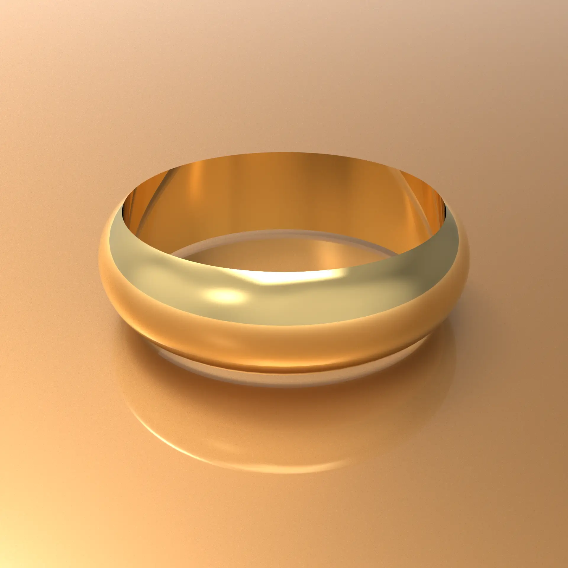 Trauring klassisch 5 mm aus Gold handgefertigt in Italien Perspektive