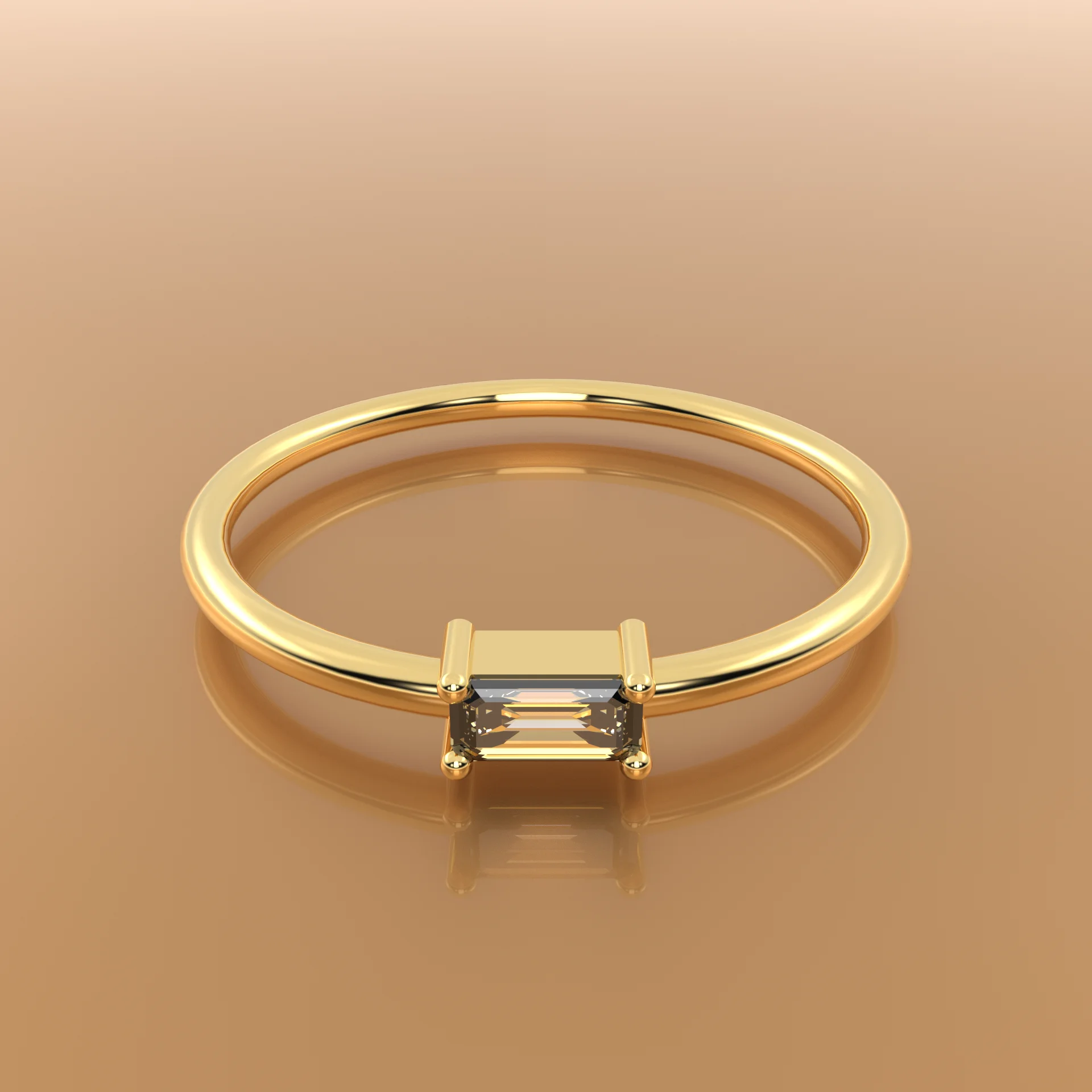 Verlobungsring Smaragdschliff 0,15 ct in 18k Gelbgold – handgefertigt in Italien