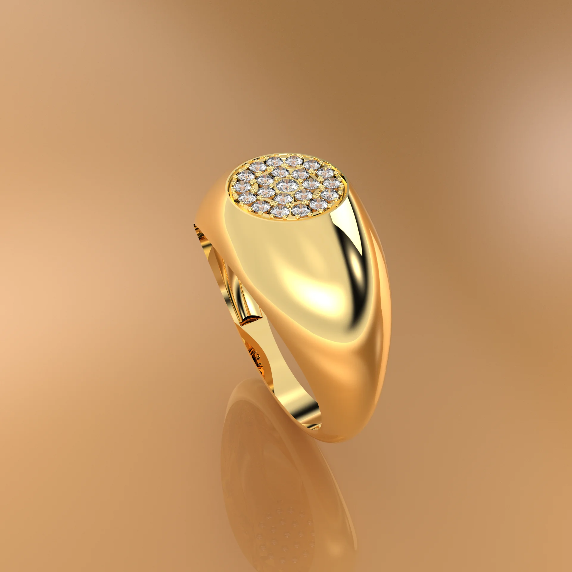 Verlobungsring Chevalier 0,22 ct Brillanten Pavé in 18k Gelbgold
