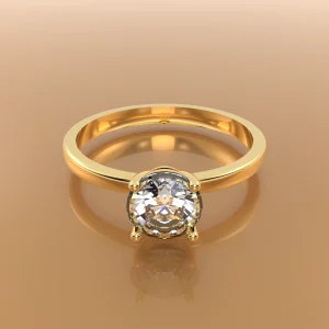 Verlobungsring Solitär 0,5 ct Brillant, 18k Gold mit Krappenfassung – Perspektivansicht, Handarbeit Italien