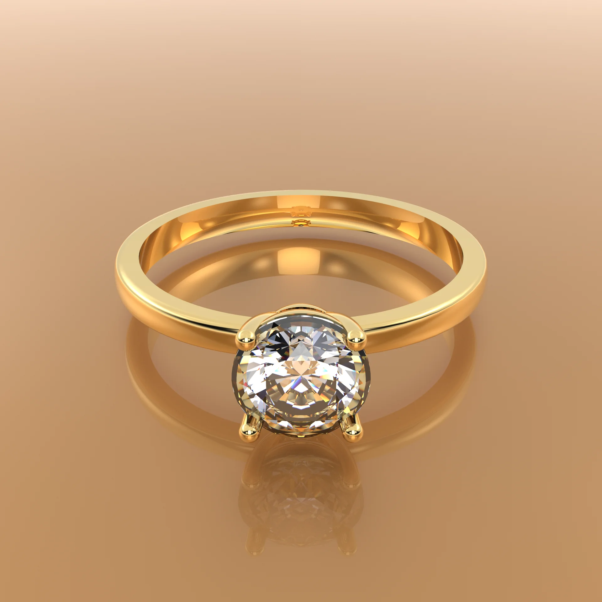 Verlobungsring Solitär 0,5 ct Brillant in 18k Gelbgold mit Krappenfassung